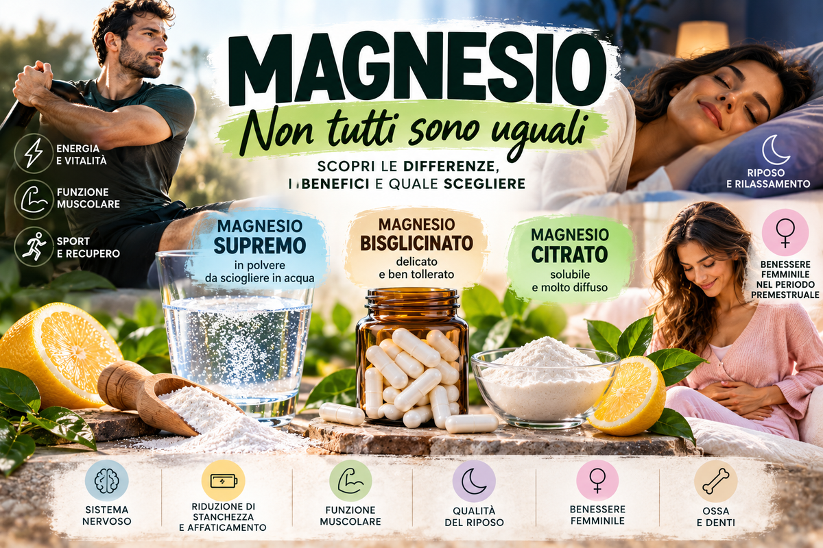 MAGNESIO: NON TUTTI SONO UGUALI — SCOPRI QUALE SCEGLIERE TRA SUPREMO, BISGLICINATO E CITRATO