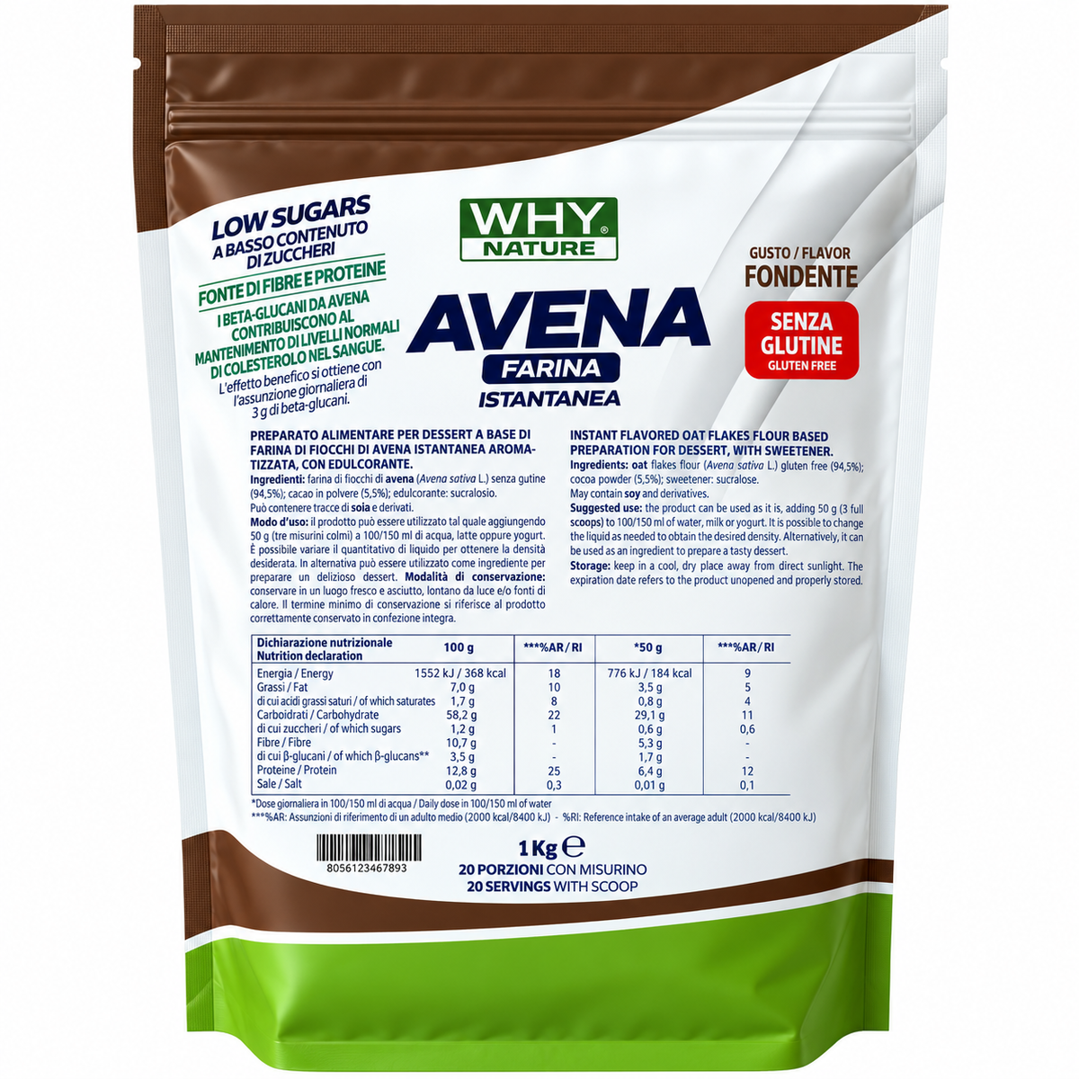 FARINA DI AVENA ISTANTANEA GUSTO FONDENTE 1 KG