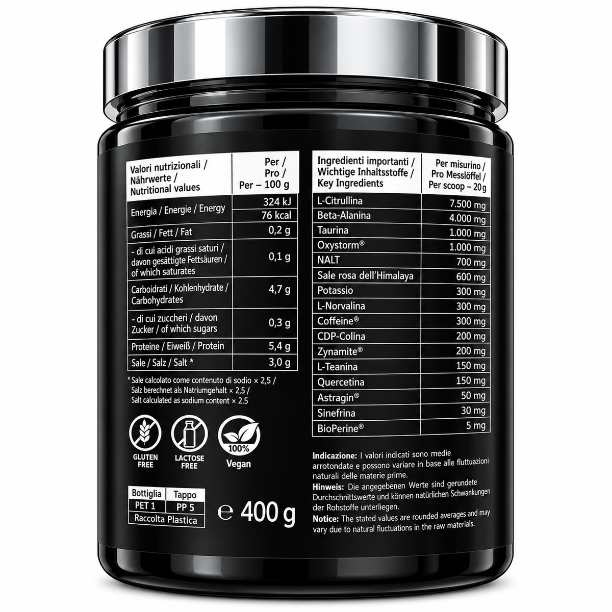 BLACK FOCUS PRO 3.0 – PRE WORKOUT BOOSTER  – 400 G