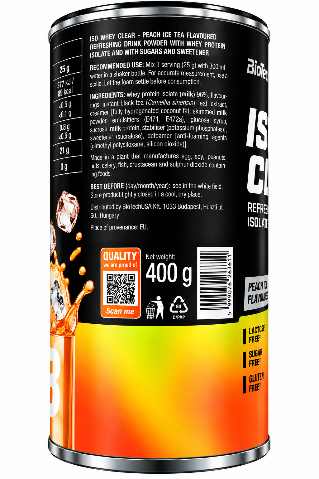 BIOTECHUSA ISO WHEY CLEAR – PEACH ICE TEA – 400 G