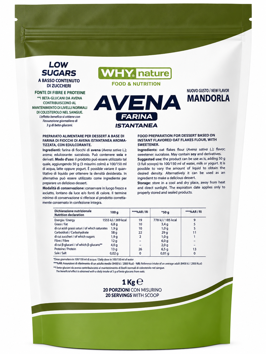 FARINA DI AVENA ISTANTANEA GUSTO MANDORLA 1 KG