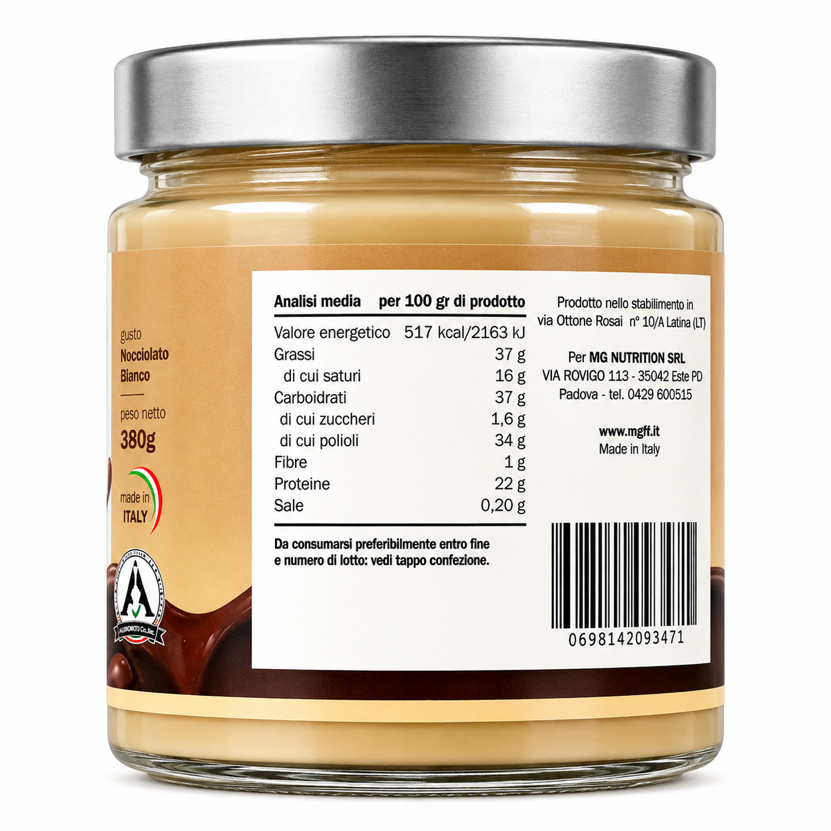 CREMA PROTEICA SPALMABILE GUSTO NOCCIOLATO BIANCO 380 g