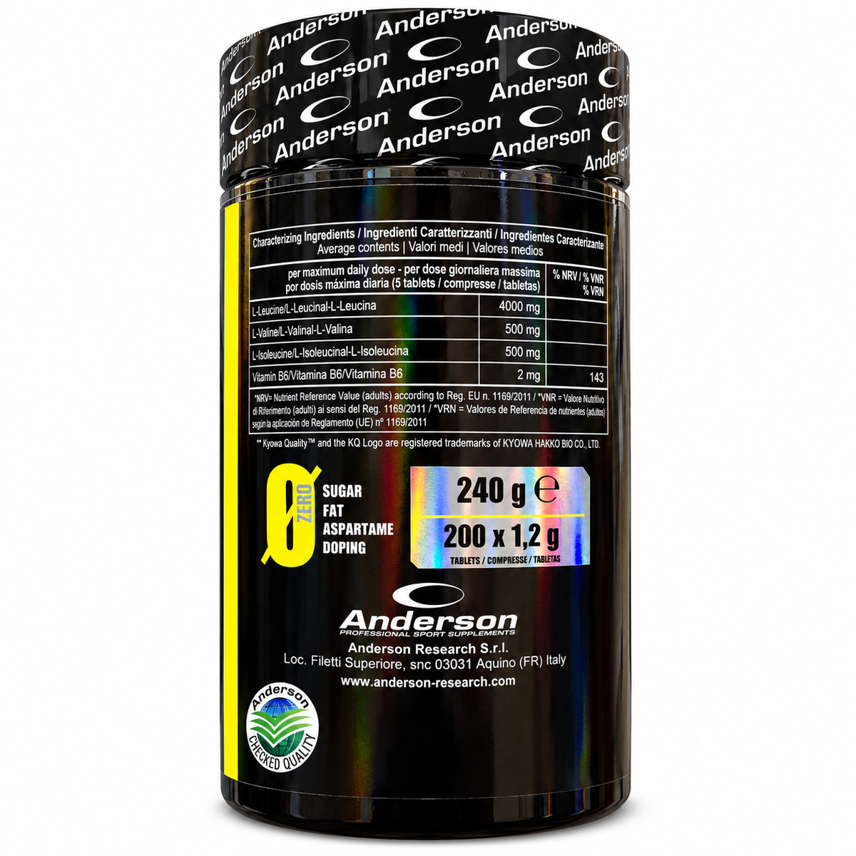 BCAA 8:1:1 UNLIMITED + VITAMINA B6 – 200 COMPRESSE ANDERSON