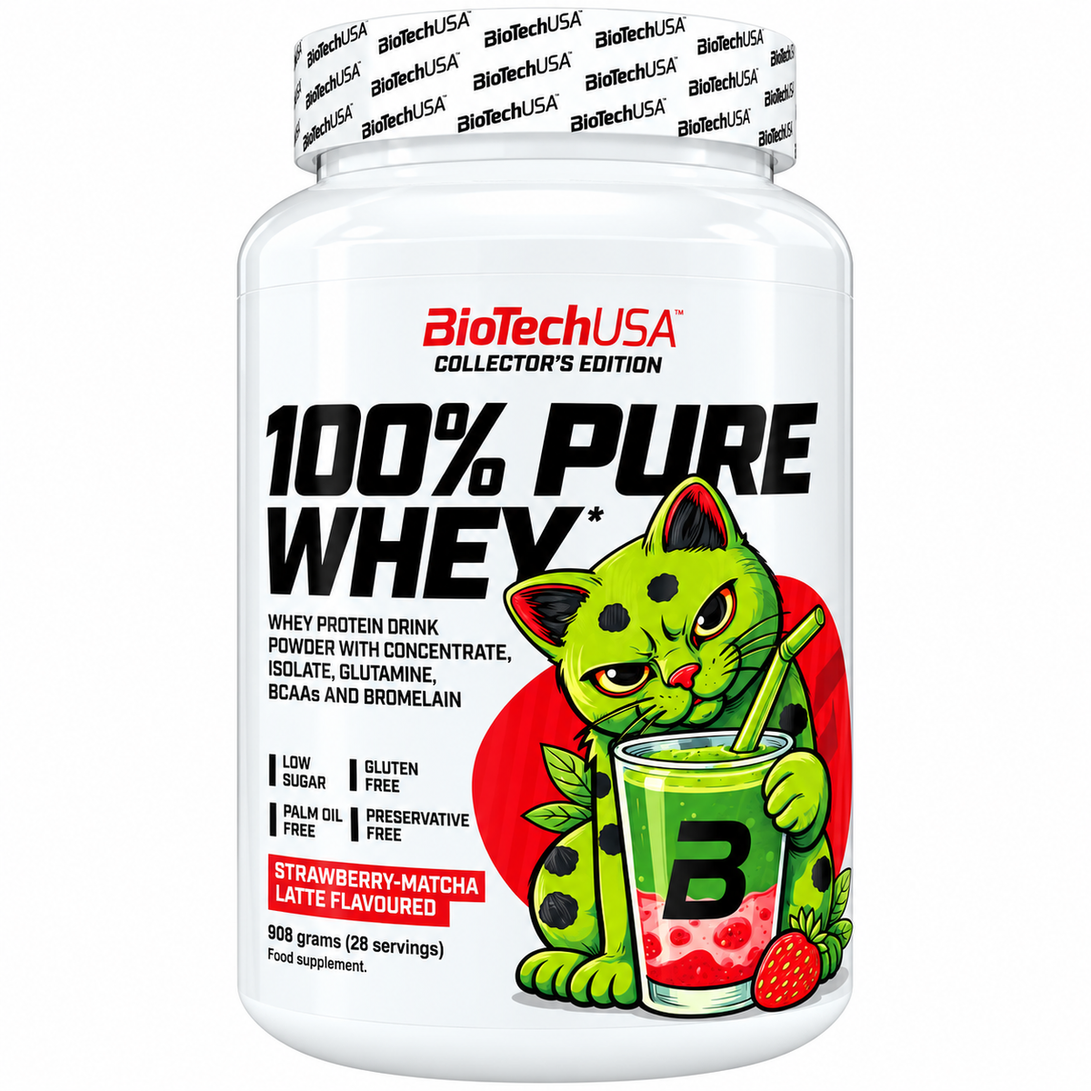 100% PURE WHEY 900 G GUSTO STRAWBERRY-MATCHA BIOTECHUSA