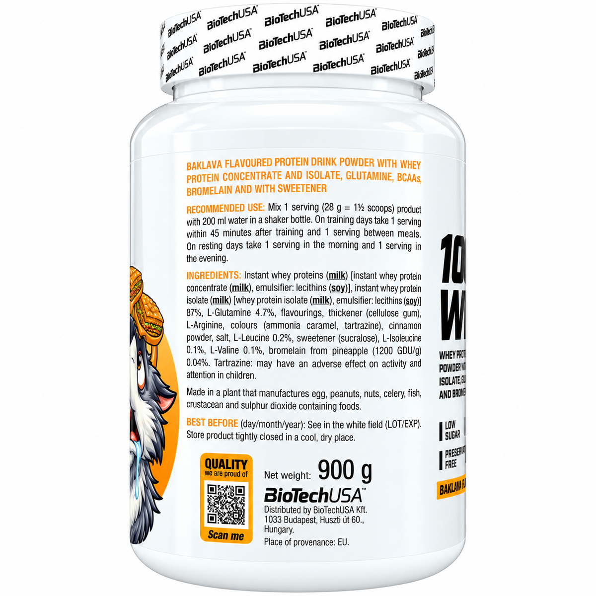 100% PURE WHEY 900 G GUSTO BAKLAVA + SHAKER BIOTECHUSA