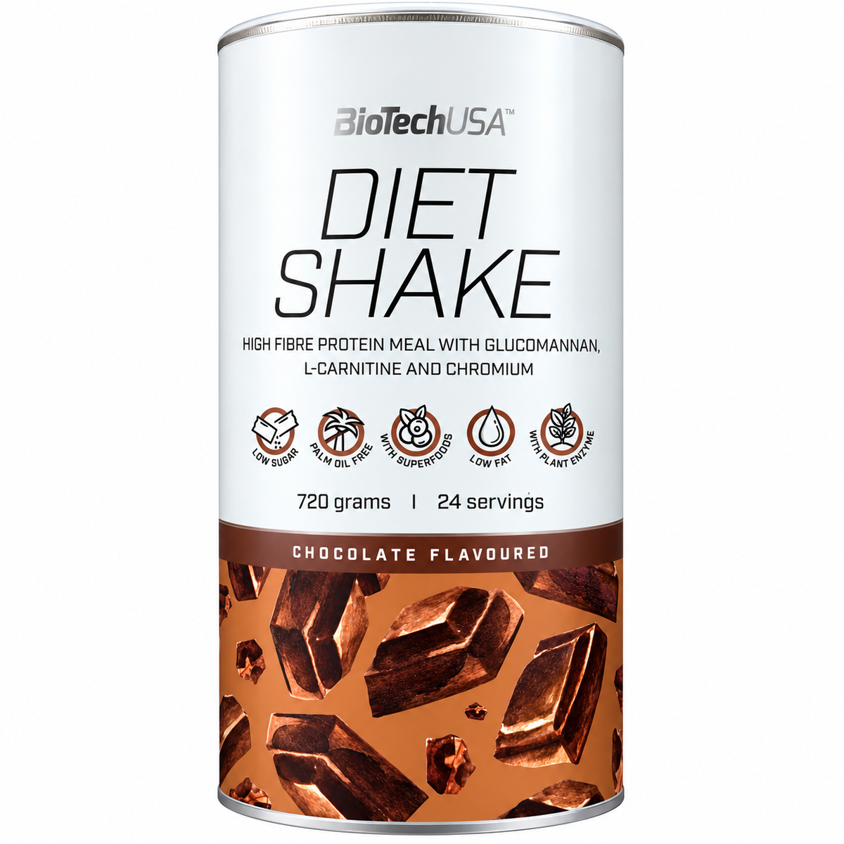 DIET SHAKE 720 G – BEVANDA PROTEICA RICCA DI FIBRE CON GLUCOMANNANO, L-CARNITINA E CROMO | BIOTECHUSA
