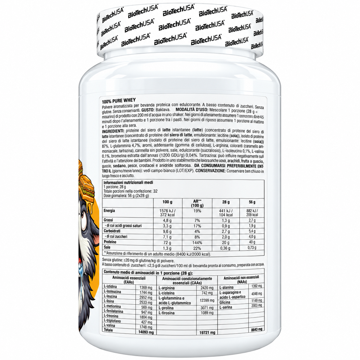 100% PURE WHEY 900 G GUSTO BAKLAVA + SHAKER BIOTECHUSA