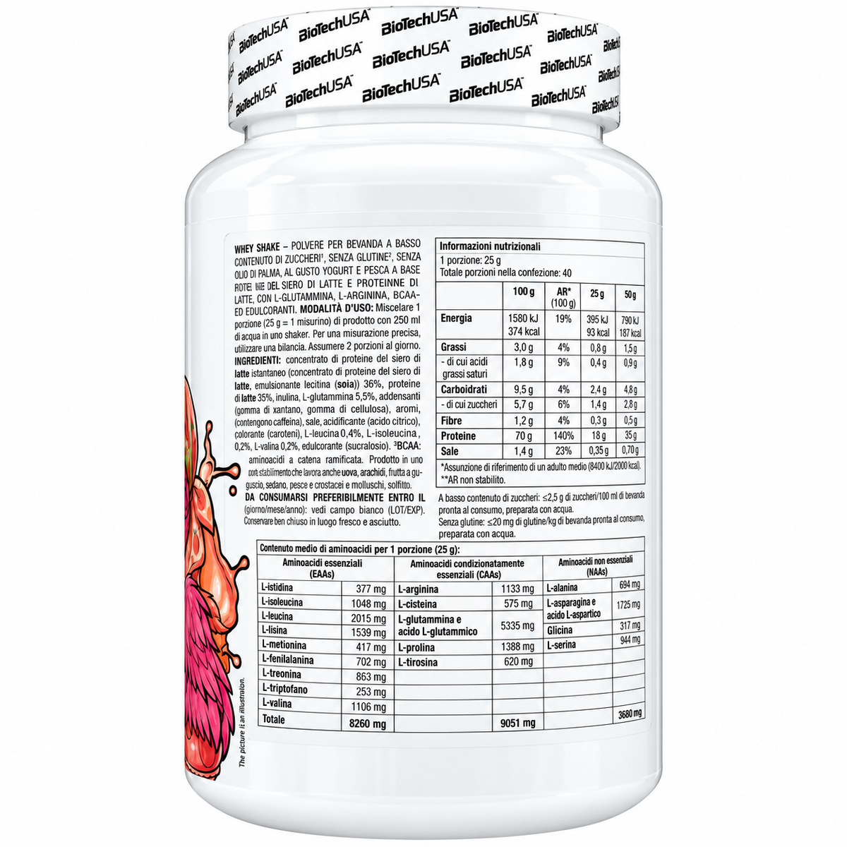 WHEY SHAKE 1000 G  PEACH-YOGURT + SHAKER OMAGGIO BIOTECHUSA