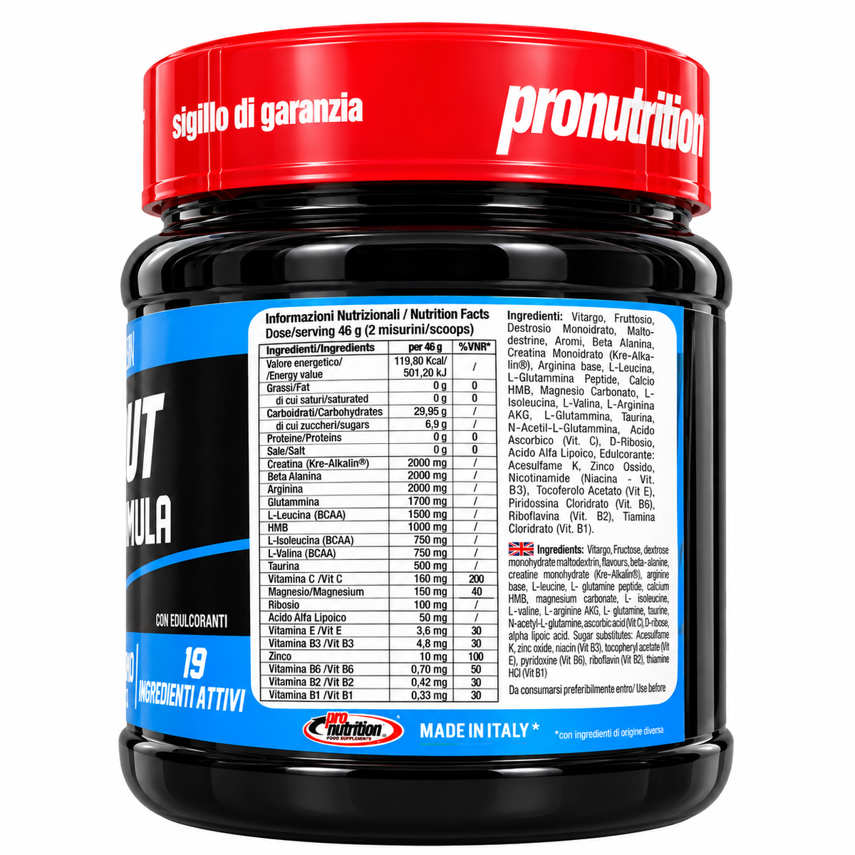 PRONUTRITION WORKOUT ADVANCED FORMULA 645 G – INTEGRATORE SPORTIVO LEMON TROPICAL CON CREATINA, AMINOACIDI E VITAMINE
