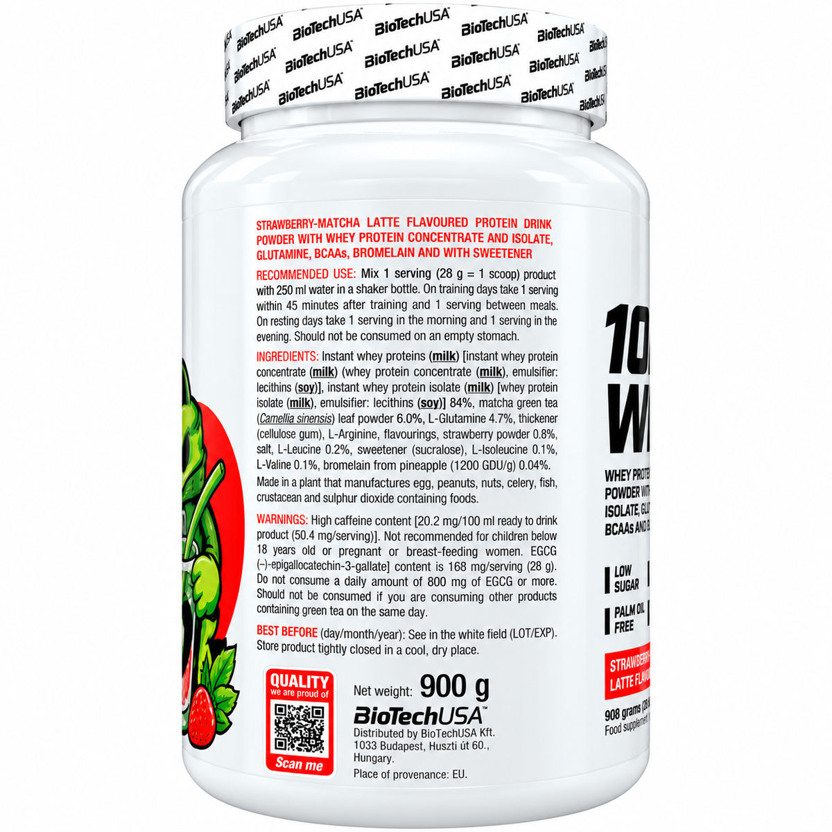 100% PURE WHEY 900 G GUSTO STRAWBERRY-MATCHA BIOTECHUSA