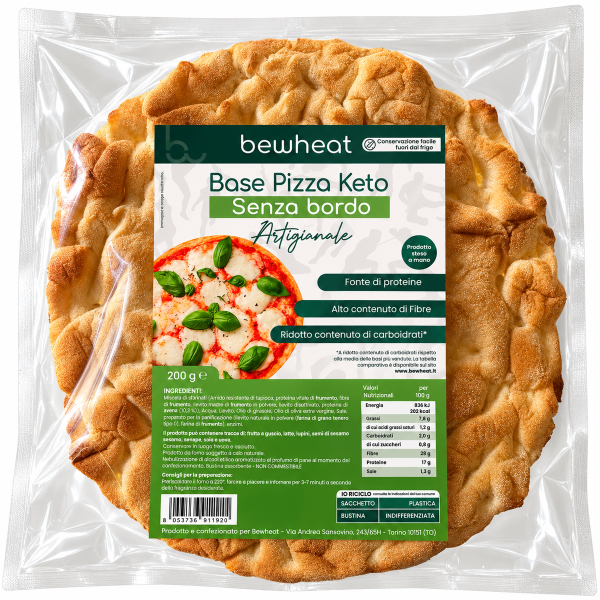 BASE PIZZA KETO SENZA BORDO BEWHEAT – 200 G