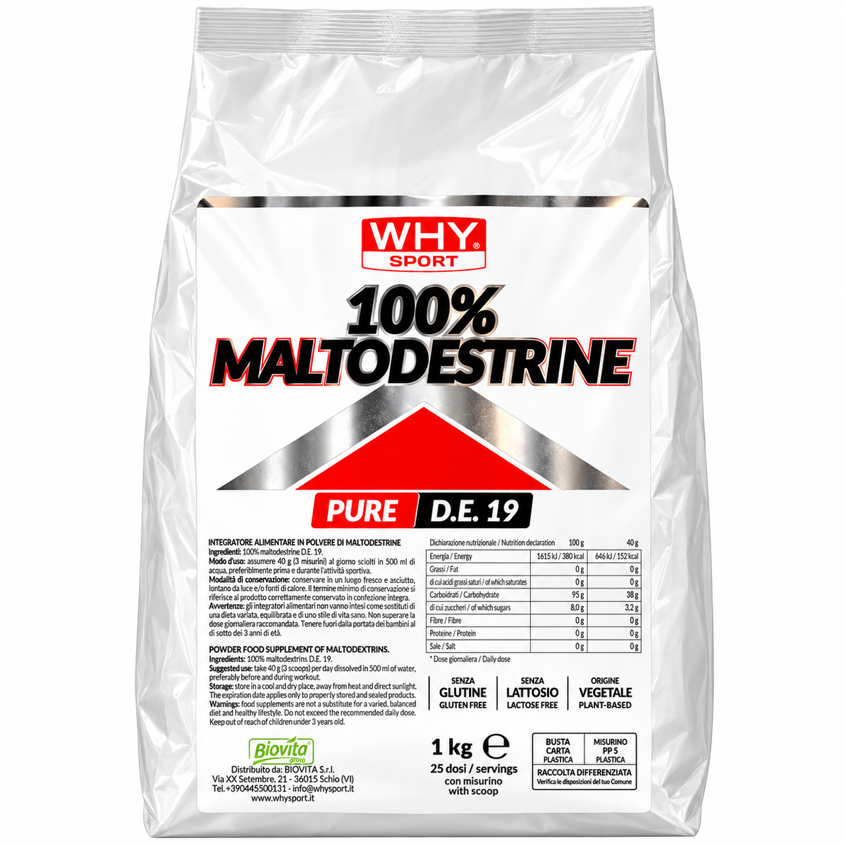 WHY SPORT 100% MALTODESTRINE 1 KG – PURE D.E. 19