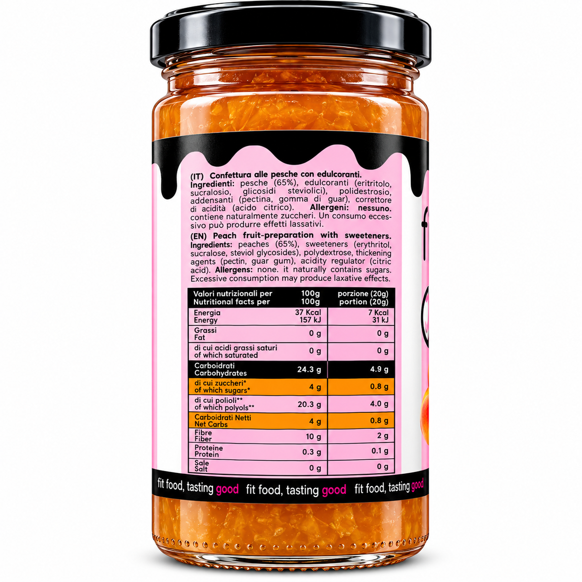 FITPORN – CONFETTURA DI FRUTTA CON EDULCORANTI GUSTO PESCA