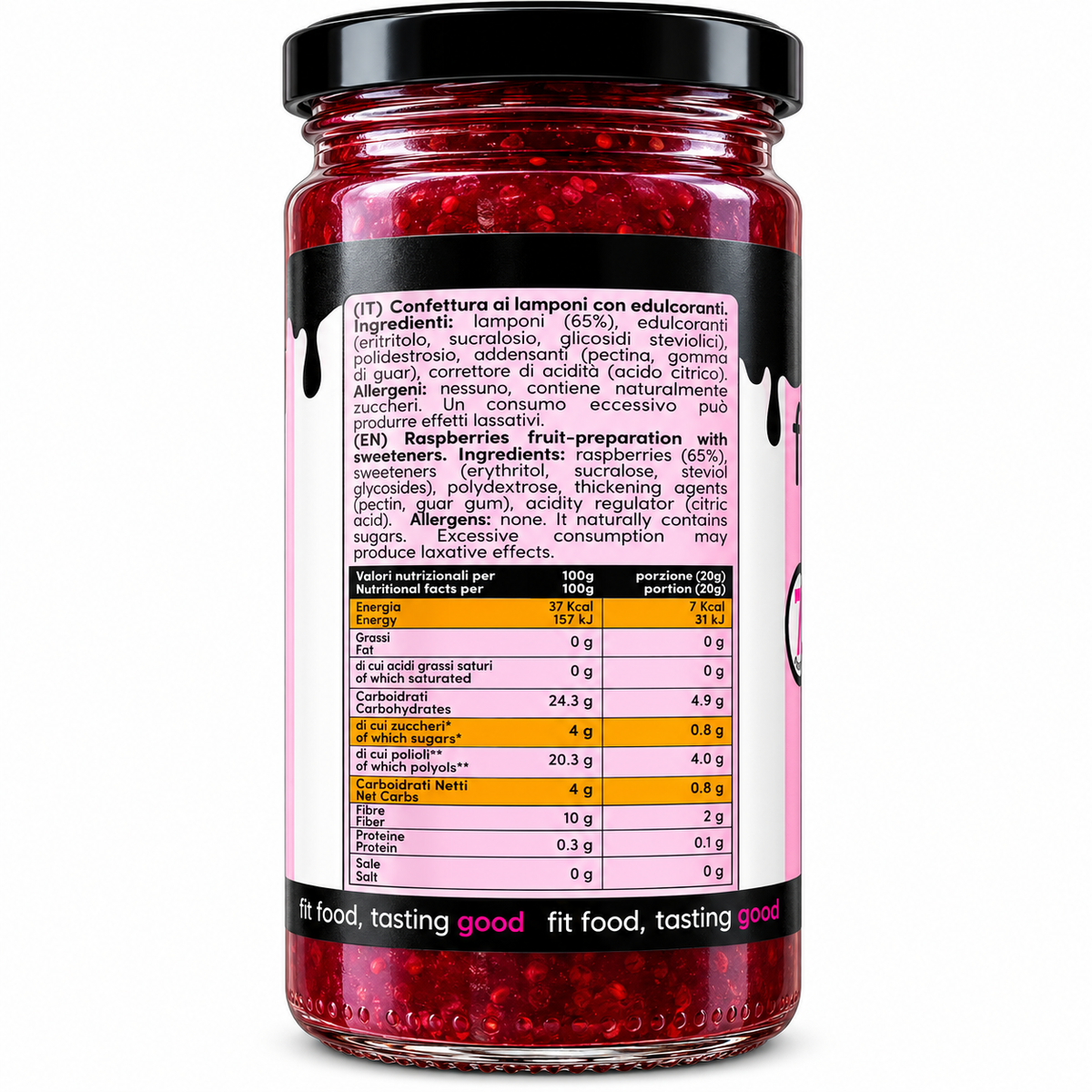 FITPORN – CONFETTURA DI FRUTTA CON EDULCORANTI GUSTO LAMPONE