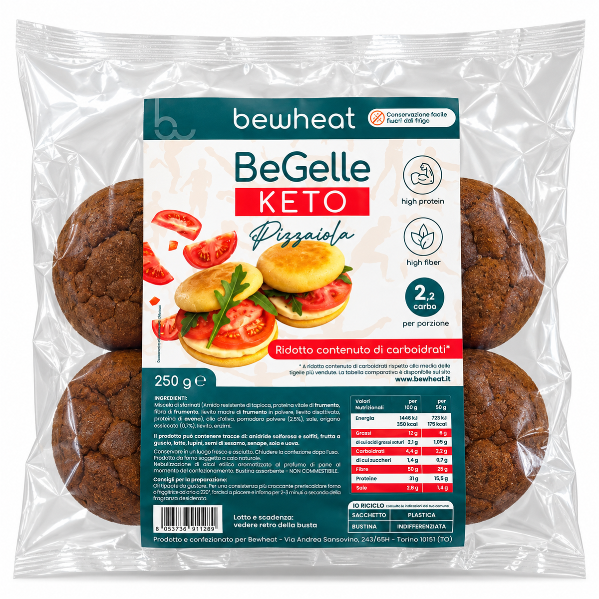 BEGELLE KETO BEWHEAT 250 G – PIZZAIOLA | PANINI PROTEICI E RICCHI DI FIBRE