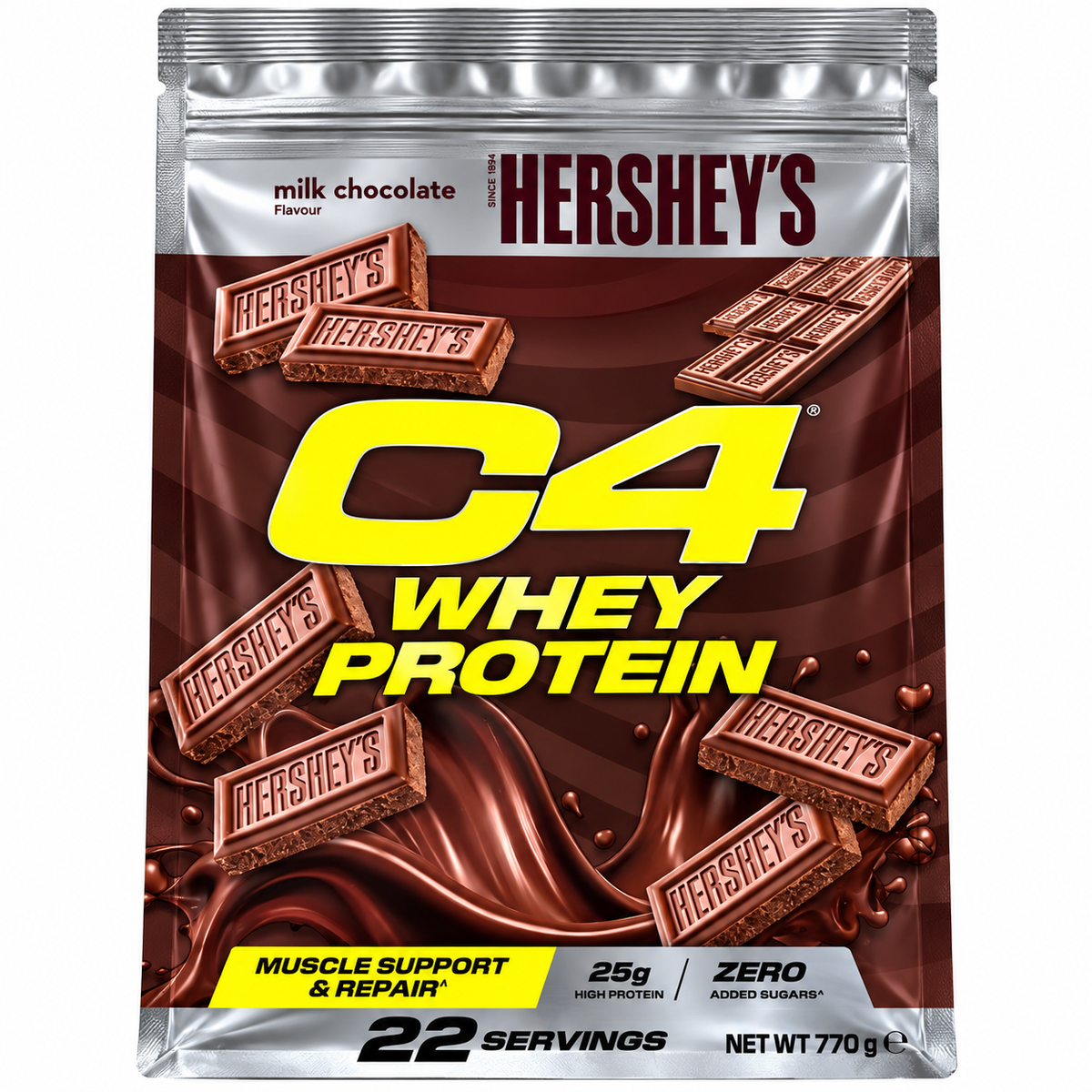 C4 WHEY PROTEIN HERSHEY’S MILK CHOCOLATE 770 G – 25 G DI PROTEINE