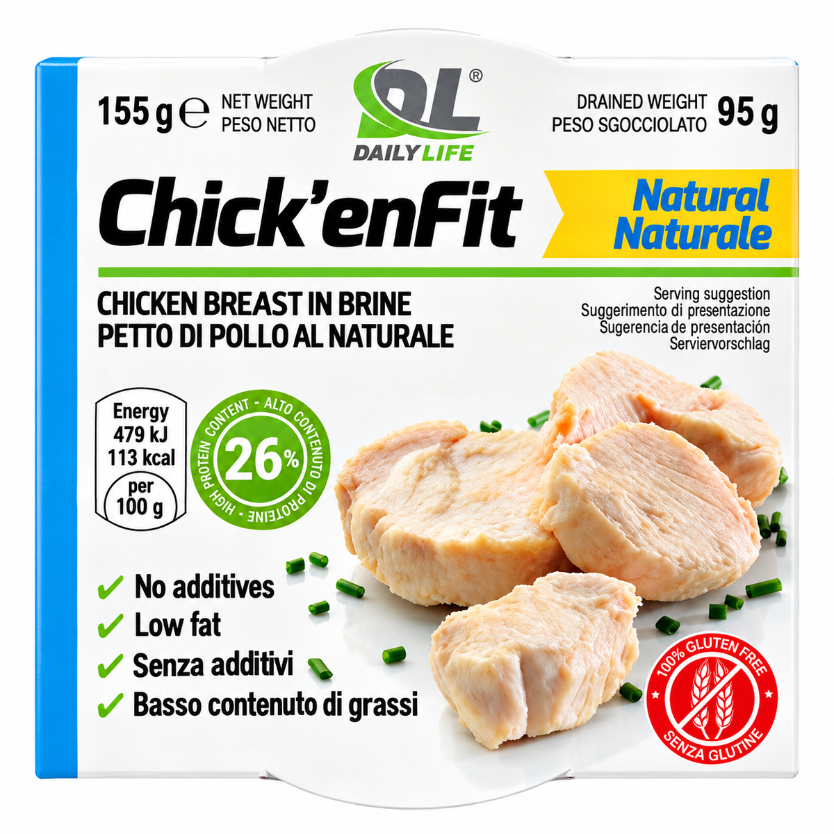 DAILY LIFE CHICK’ENFIT NATURAL 155 G – PETTO DI POLLO AL NATURALE AD ALTO CONTENUTO PROTEICO