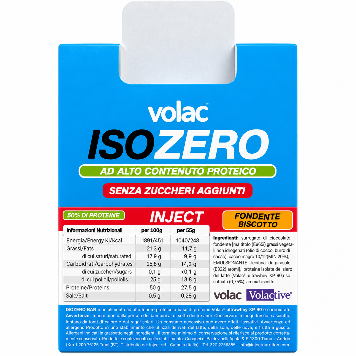 ISOZERO BAR FONDENTE BISCOTTO – 55 G INJECT NUTRITION