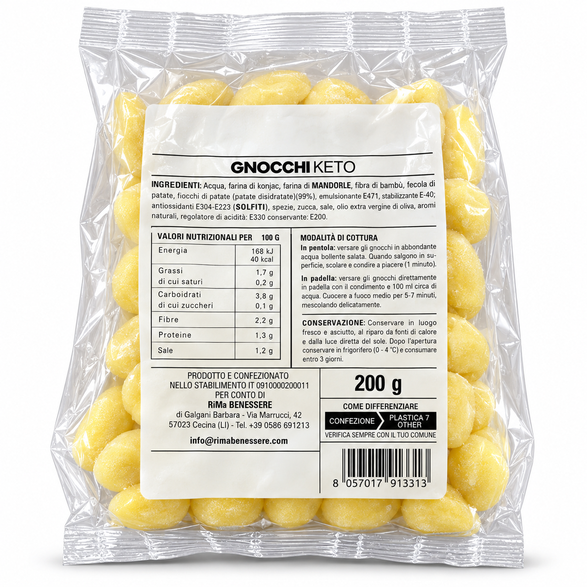 GNOCCHI KETO RIMA BENESSERE 200 G – GNOCCHI LOW CARB A BASSO CONTENUTO CALORICO