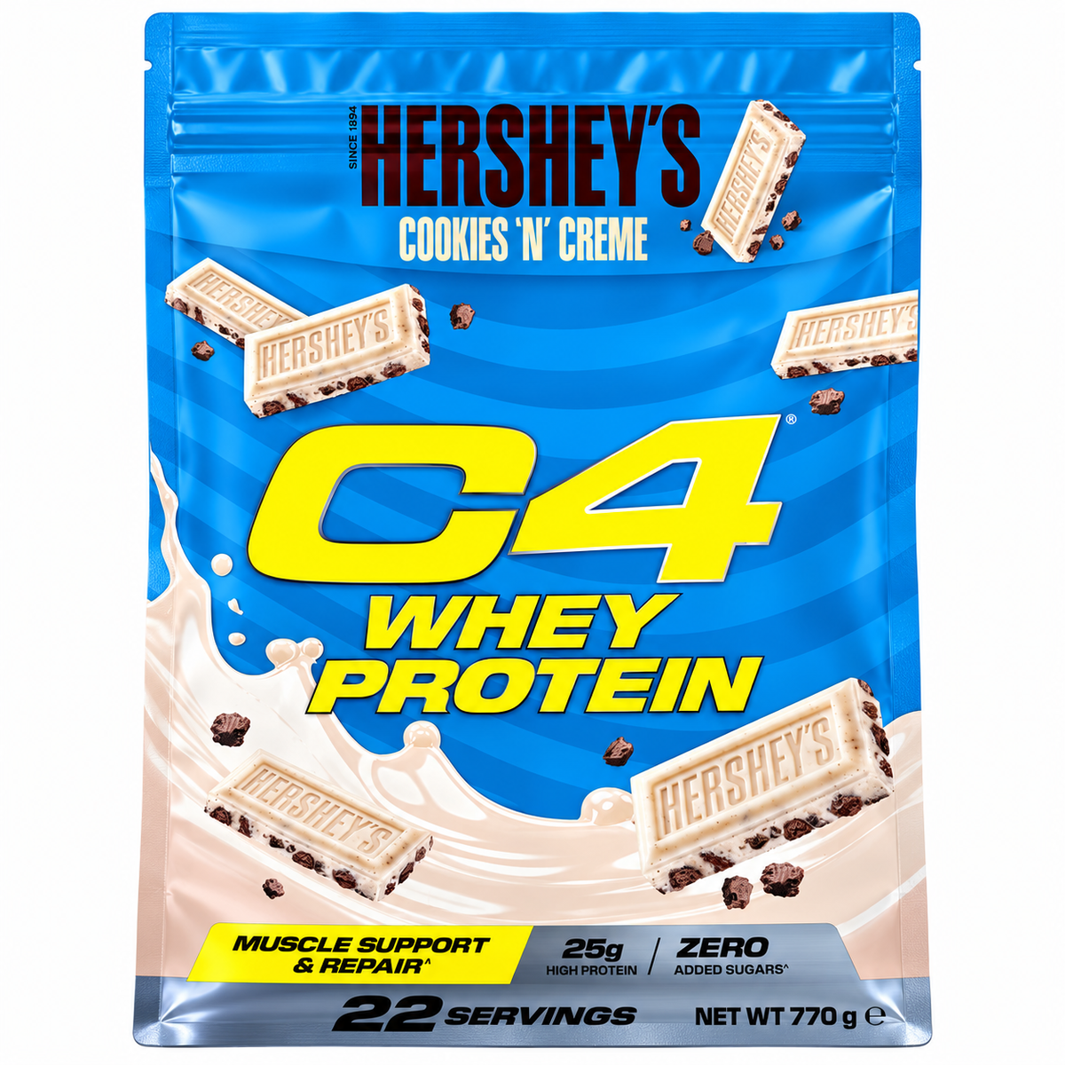 C4 WHEY PROTEIN HERSHEY’S COOKIES ’N’ CREME 770 G – 25 G DI PROTEINE