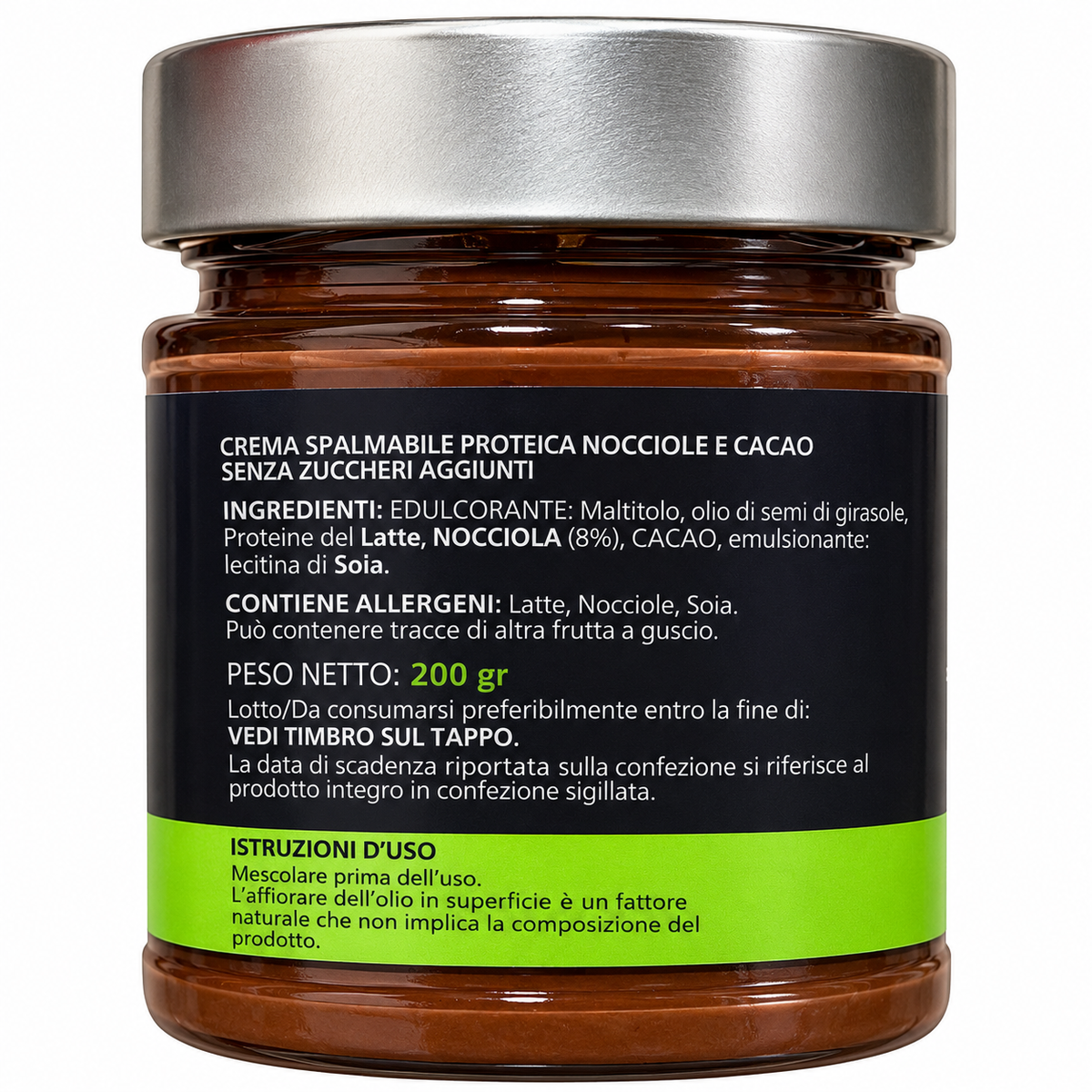 CREMA SPALMABILE PROTEICA CACAO E NOCCIOLE 200 G
