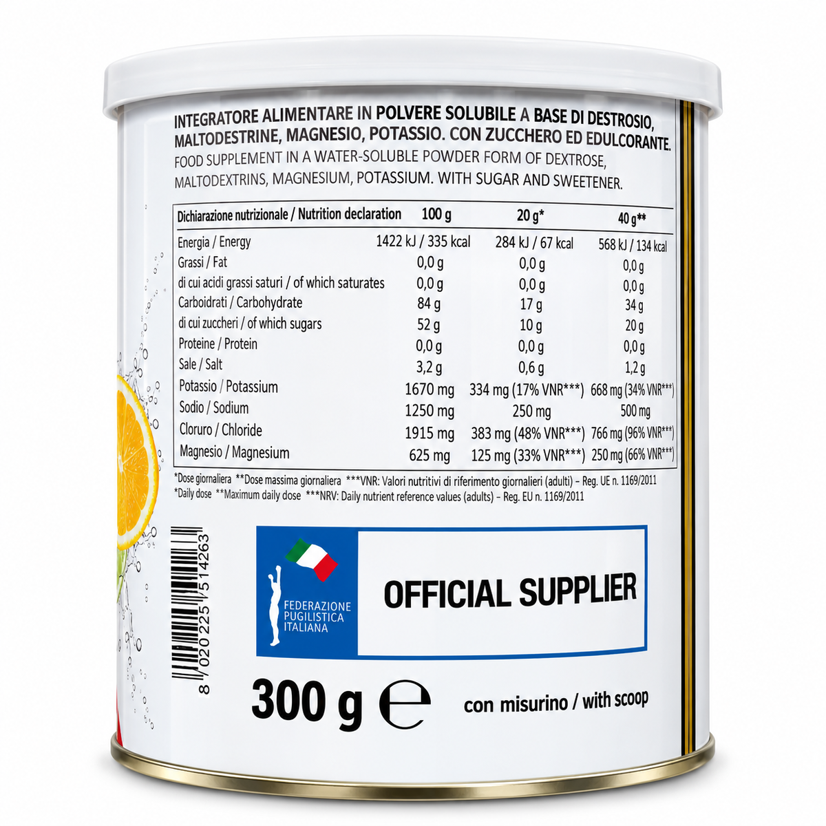 WHY SPORT MAGNESIO POTASSIO SPORT CON CARBOIDRATI 300 G – INTEGRATORE DI SALI MINERALI GUSTO AGRUMI