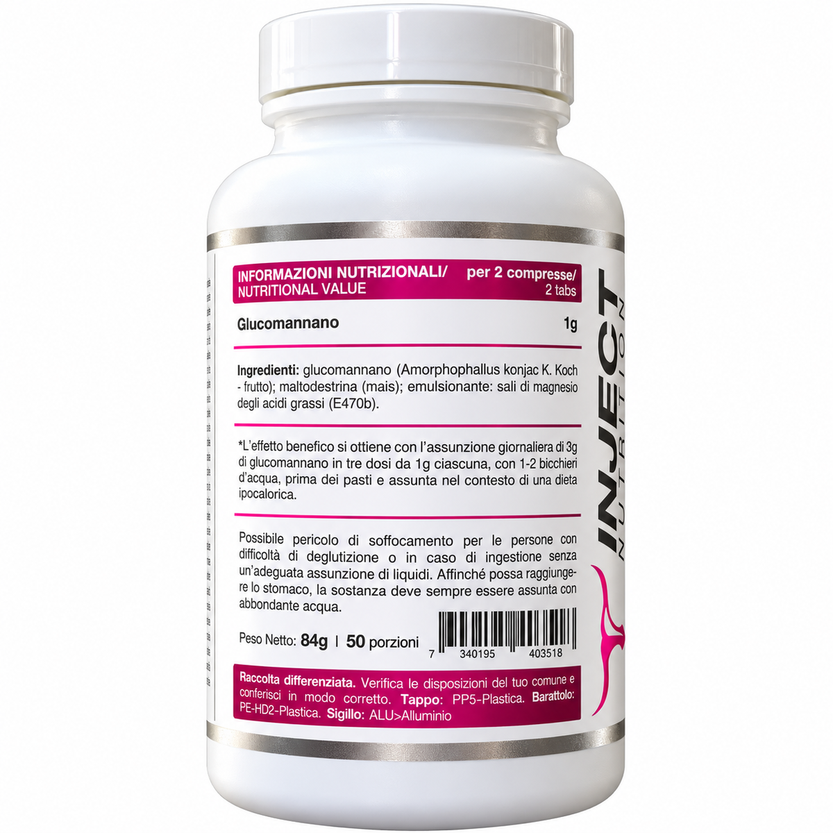 GLUCOMAN – GLUCOMANNANO PURO 100 COMPRESSE INJECT NUTRITION