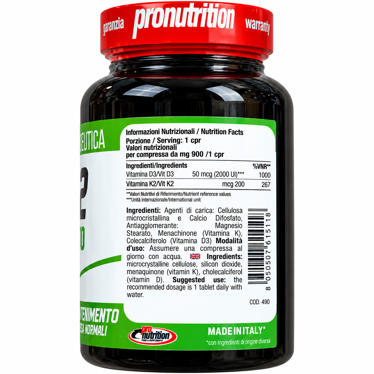 VITAMINA D3 + K2 2000 UI + 200 µG – 120 COMPRESSE PRONUTRITION