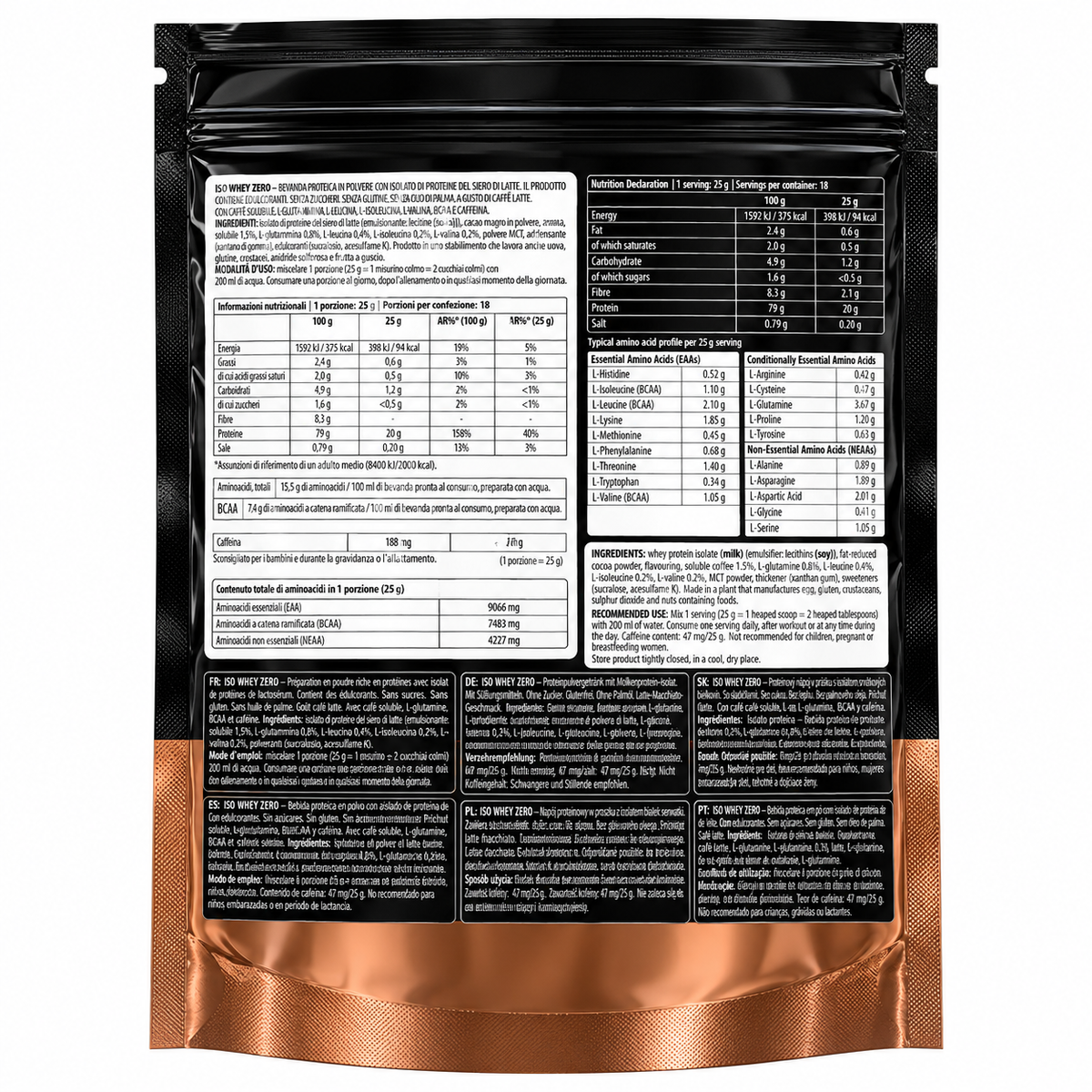ISO WHEY ZERO 454 G CAFFÈ LATTE – BIO TECH USA | ISOLATO DI PROTEINE DEL SIERO DEL LATTE CON CAFFEINA