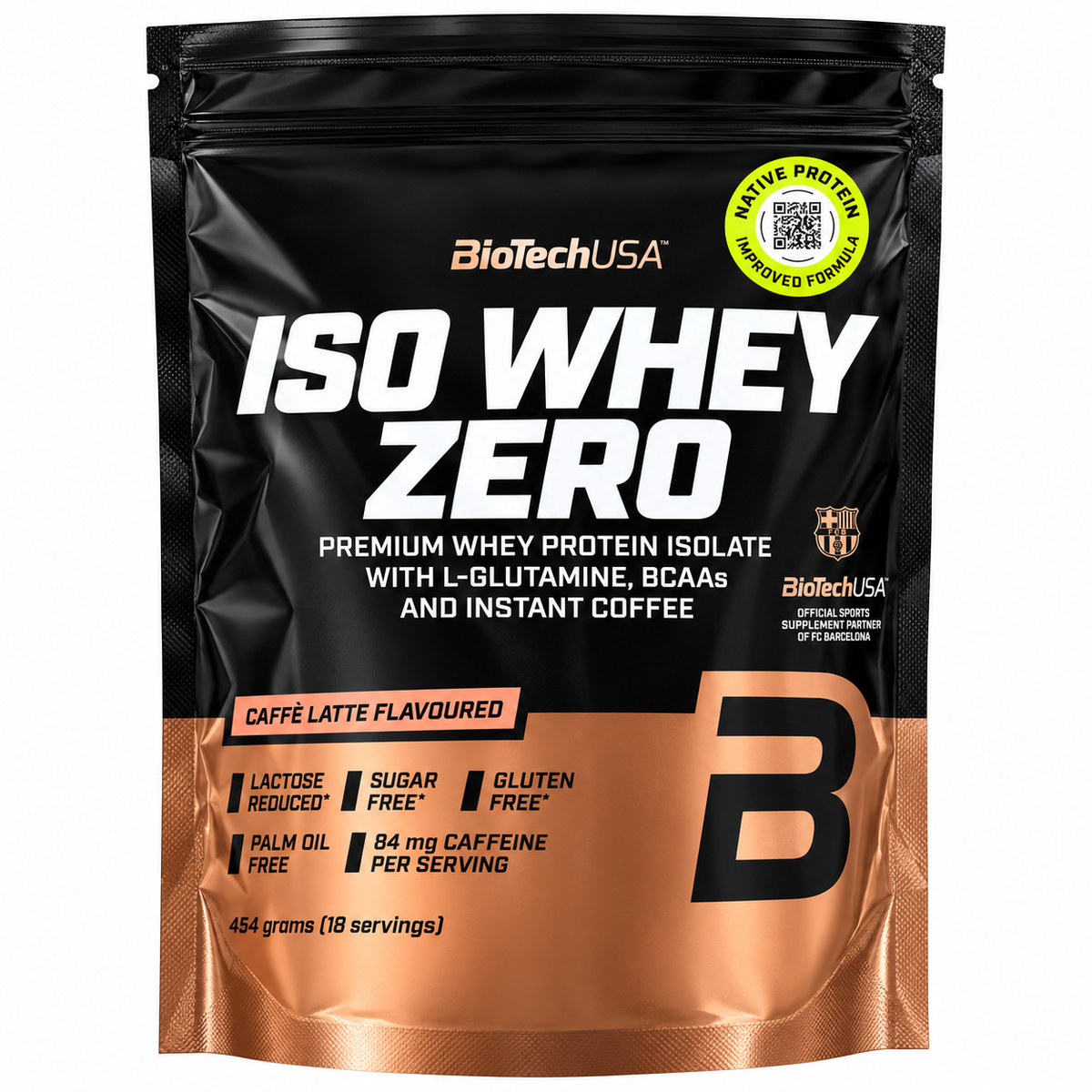 ISO WHEY ZERO 454 G CAFFÈ LATTE – BIO TECH USA | ISOLATO DI PROTEINE DEL SIERO DEL LATTE CON CAFFEINA
