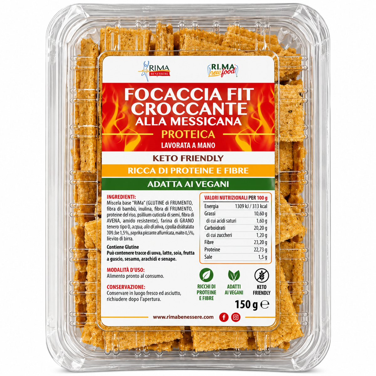 FOCACCIA FIT CROCCANTE PROTEICA MESSICANA 150 G – RIMA BENESSERE