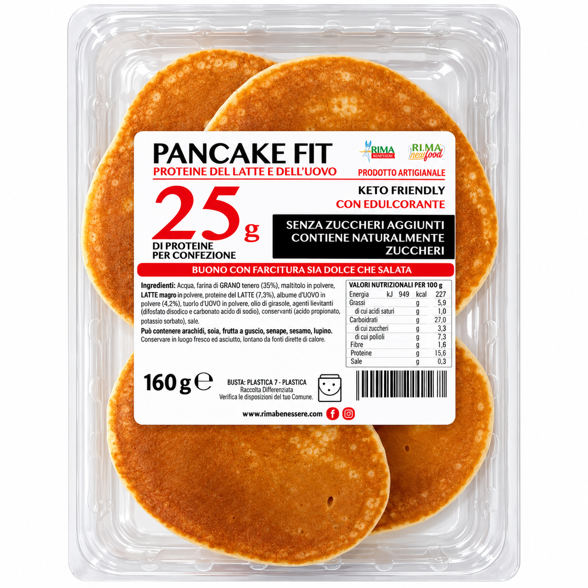 PANCAKE FIT PROTEICO RI.MA BENESSERE 160 G – 25 G DI PROTEINE