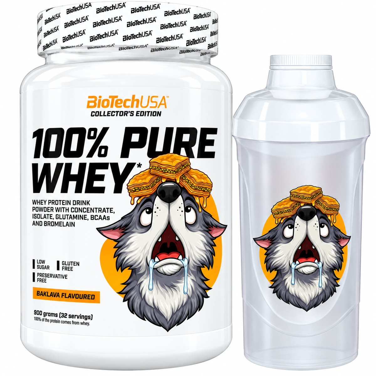 100% PURE WHEY 900 G GUSTO BAKLAVA + SHAKER BIOTECHUSA