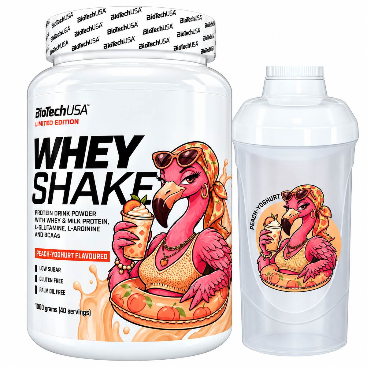 WHEY SHAKE 1000 G  PEACH-YOGURT + SHAKER OMAGGIO BIOTECHUSA