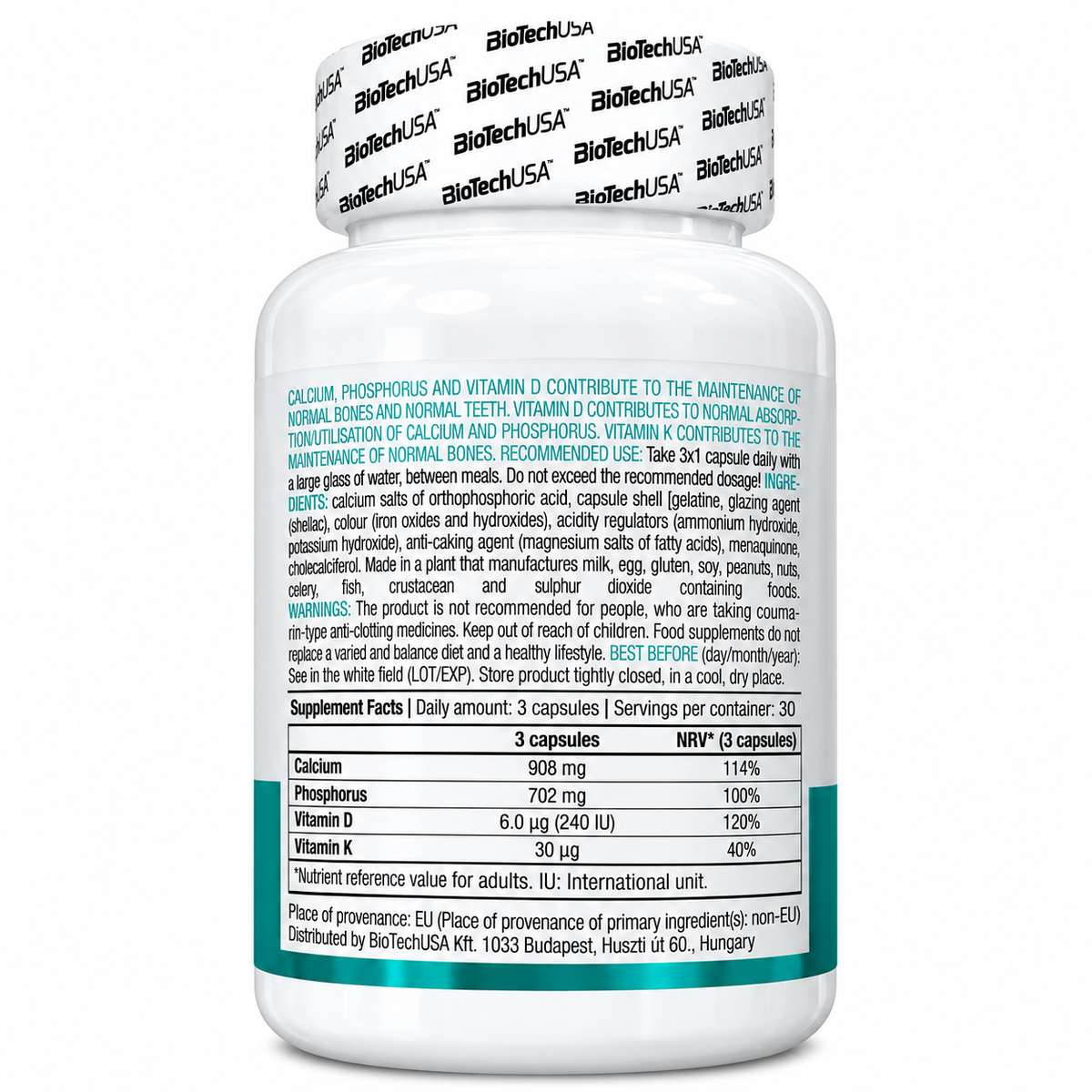 BIOTECHUSA CA D3 K2 – CALCIO, VITAMINA D3 E VITAMINA K2 – 90 CAPSULE