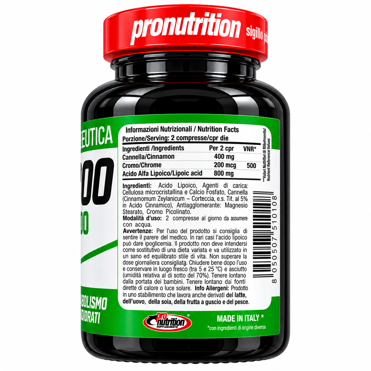 PRONUTRITION LIPOIC 800 PRONUTRITION – ACIDO ALFA LIPOICO, CANNELLA E CROMO – 60 COMPRESSE