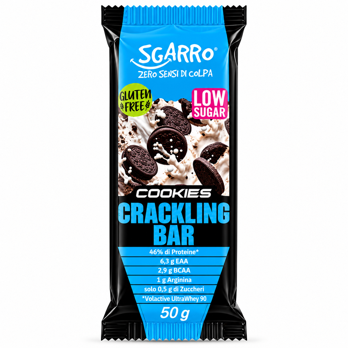 SGARRO COOKIES CRACKLING BAR 50 G – BARRETTA PROTEICA AL GUSTO COOKIES