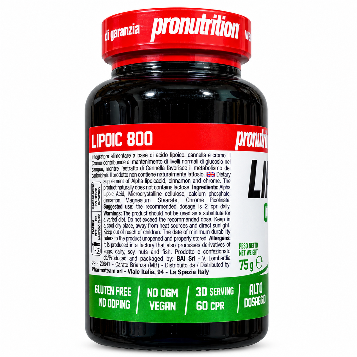 PRONUTRITION LIPOIC 800 PRONUTRITION – ACIDO ALFA LIPOICO, CANNELLA E CROMO – 60 COMPRESSE