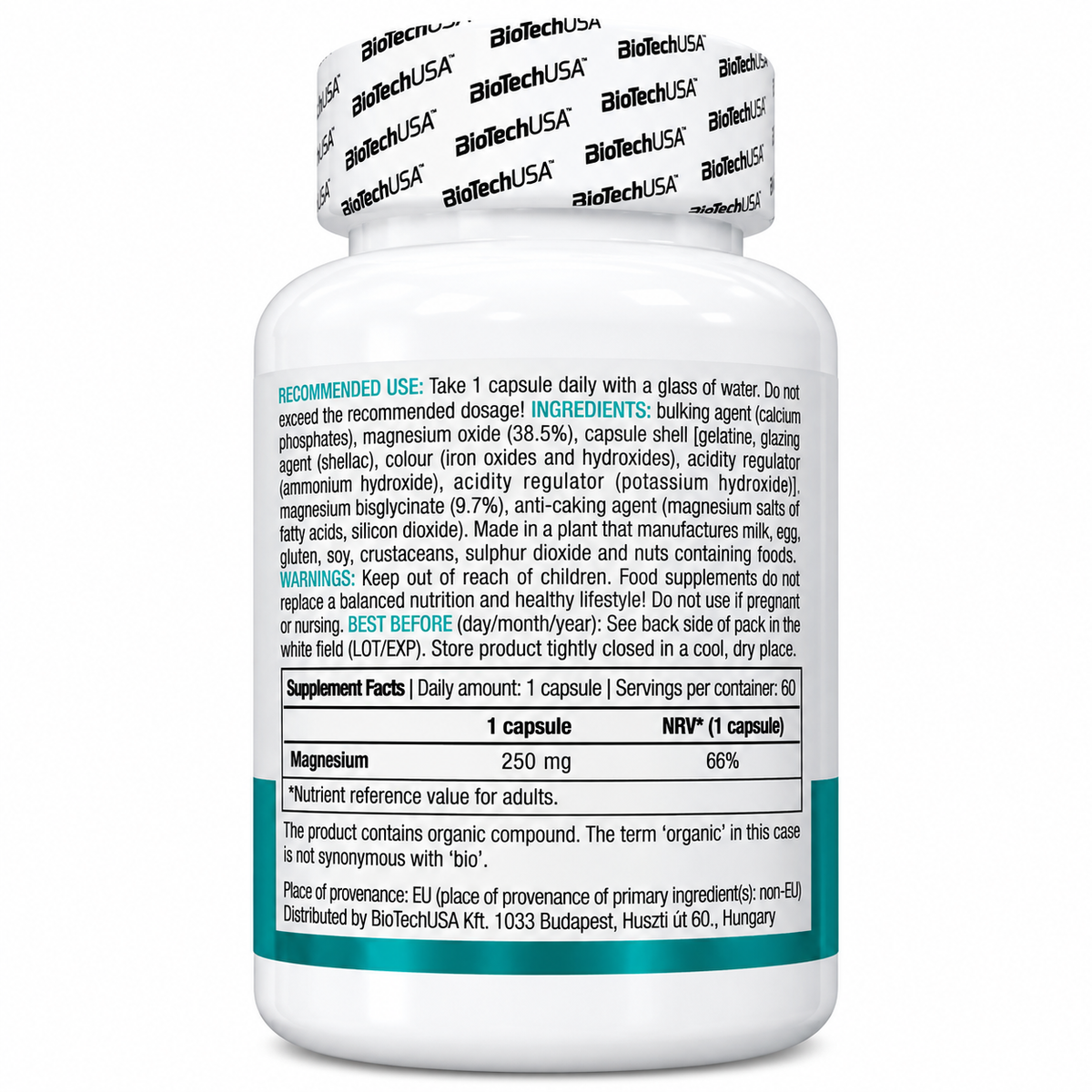 BIOTECHUSA MAGNESIUM + CHELATE – 250 MG DI MAGNESIO – 60 CAPSULE
