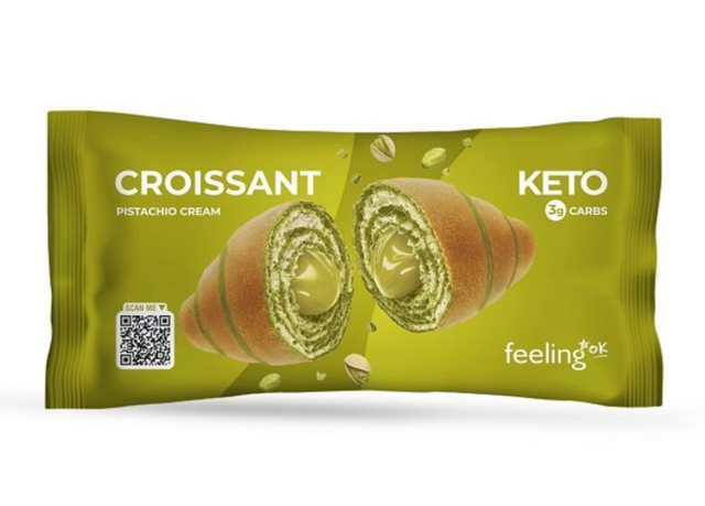 CROISSANT KETO VARIEGATO RIPIENO DI CREMA AL PISTACCHIO 50 G FEELINGOK