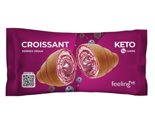 Croissant keto variegato ripieno di crema ai frutti di bosco 50 g