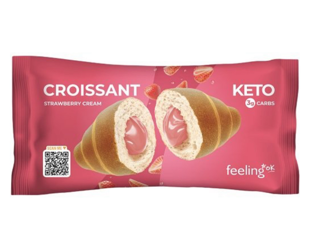 CROISSANT KETO RIPIENO DI CREMA ALLA FRAGOLA 50 G FEELINGOK